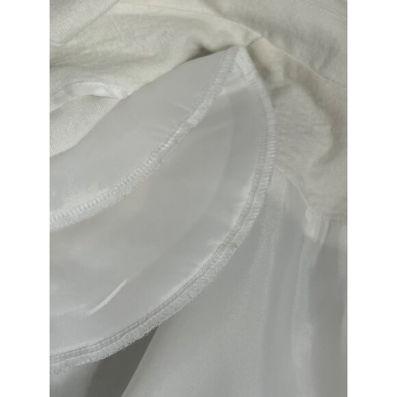 Cato Women White Cropped Linen Blend Blazer Jacket XL Shoulder Pads Minimalist - Picture 10 of 16